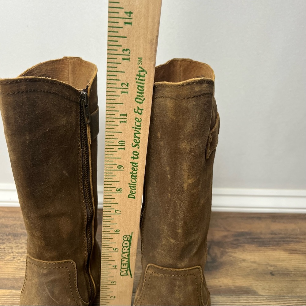 BORN Women's Tonic Rust Distressed Boot Sz 7/38 Suede Leather Zipper round Toe - Picture 16 of 16